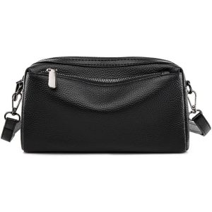 Triple Zip Small Crossbody Bags for Women Genuine Leather Purses Shoulder Handbags with Adjustable Strap