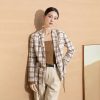 Linen plaid suit jacket for women in spring 2024, new niche design, high-end small casual suit
