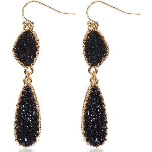 Women's Long Double Teardrop Drop Earrings
