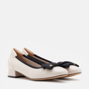Aurea Two-Tone Bow Low Block Heels