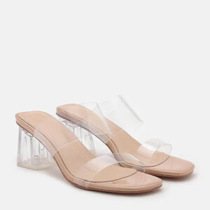 Alexandra Neutral Clear Strap Heels