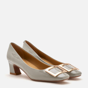 Yvette Buckle Square-Toe Pump Heels